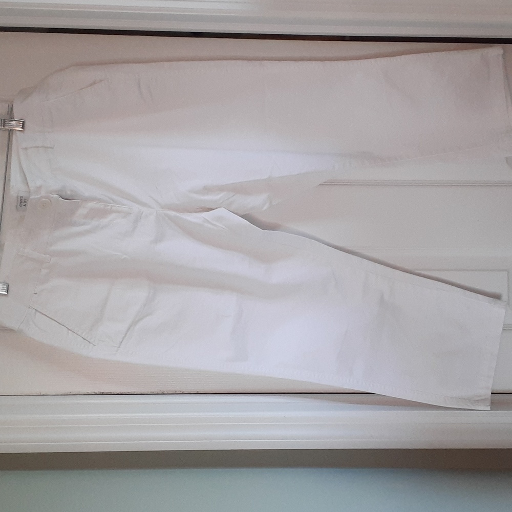 Crown & Ivy Jeans Womens 12 Petite White Crop Stretch Coastal Minimalist